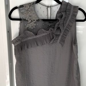 BCBG one shoulder embroidery lace sleeveless top
